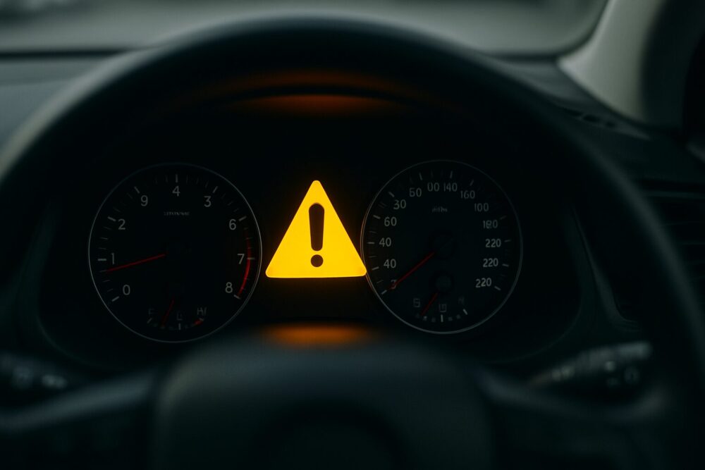 車に三角のビックリマークが表示された意味と対処法