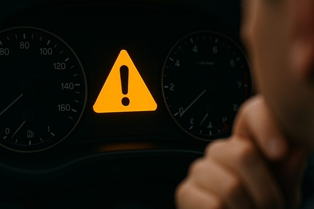 車の三角にビックリマークが表示される理由とは?