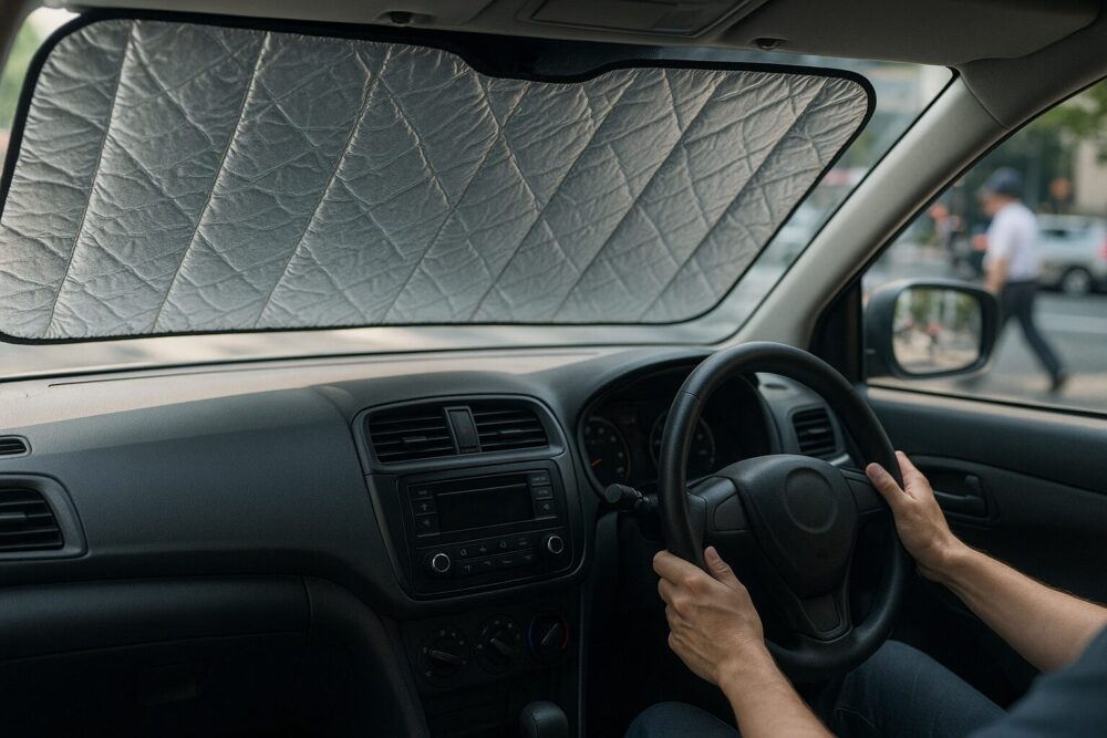 サンシェードを装着したまま運転すると違反？