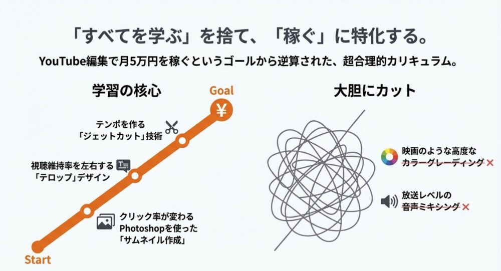 映画のような高度な編集技術を捨てYouTube編集に特化する戦略