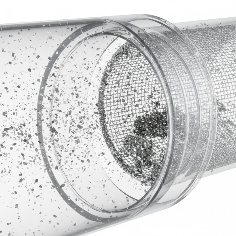 破損したコンプレッサーから発生した金属粉がエアコンシステム配管内に広く拡散し、コンデンサーやエバポレーターなど全体を汚染している様子。